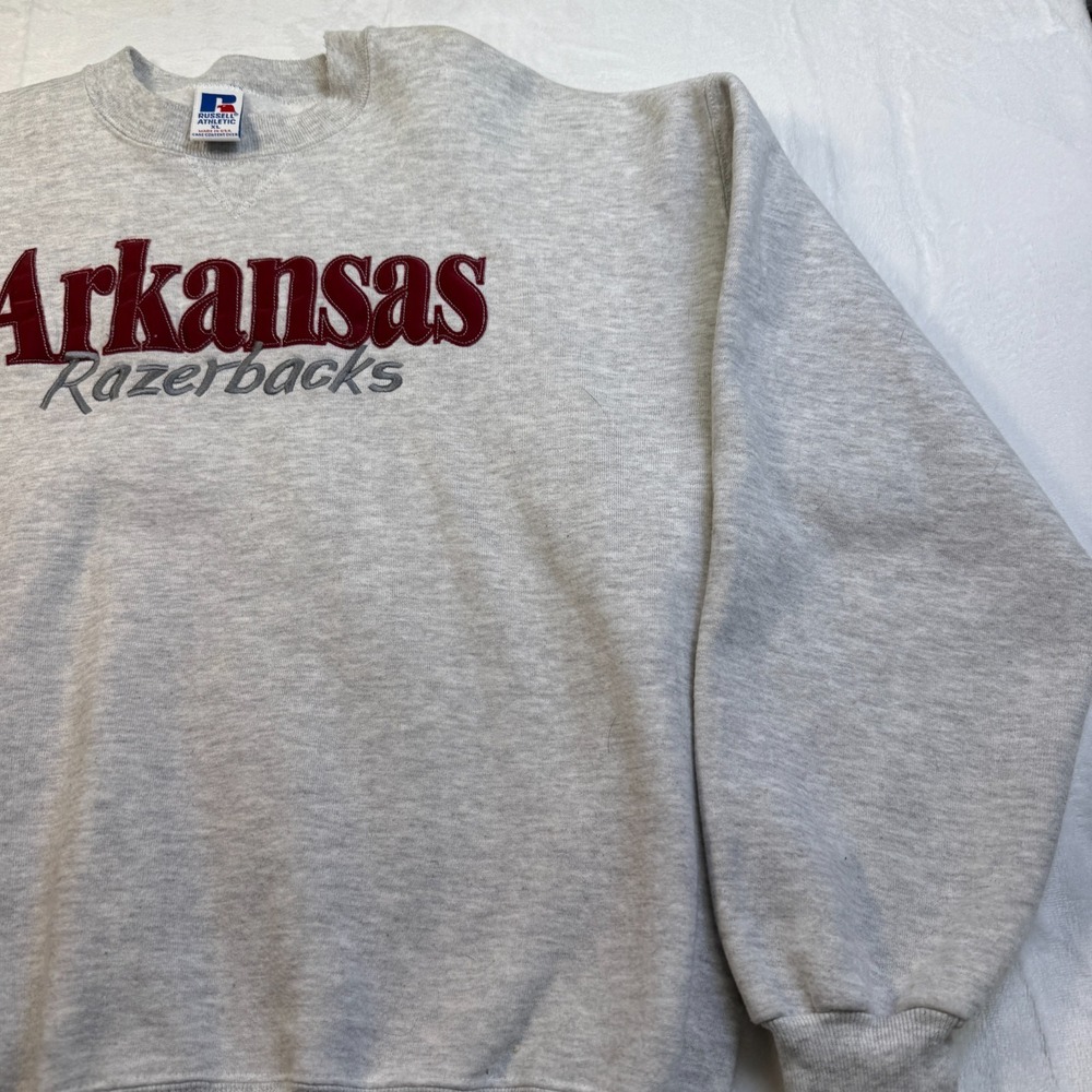 VTG Arkansas Razorbacks Russell Athletic Embroidered Sweatshirt Sz XL USA Made - Picture 5 of 9